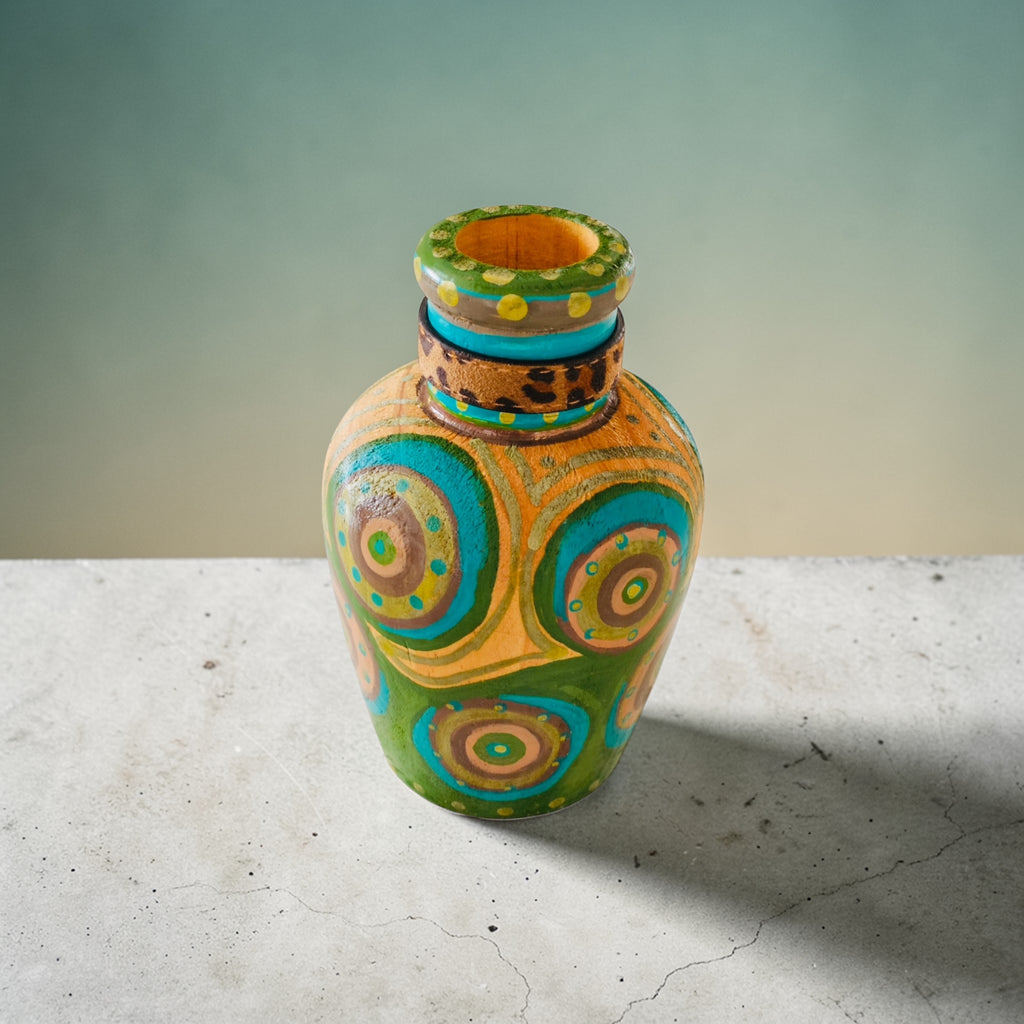 Wooden Jewel Dry Vase