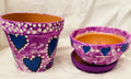 Love/Hearts Purple Hand Painted TerraCota Pottery
