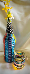 Script Bottle Vase and Luminaries Jar Light Set